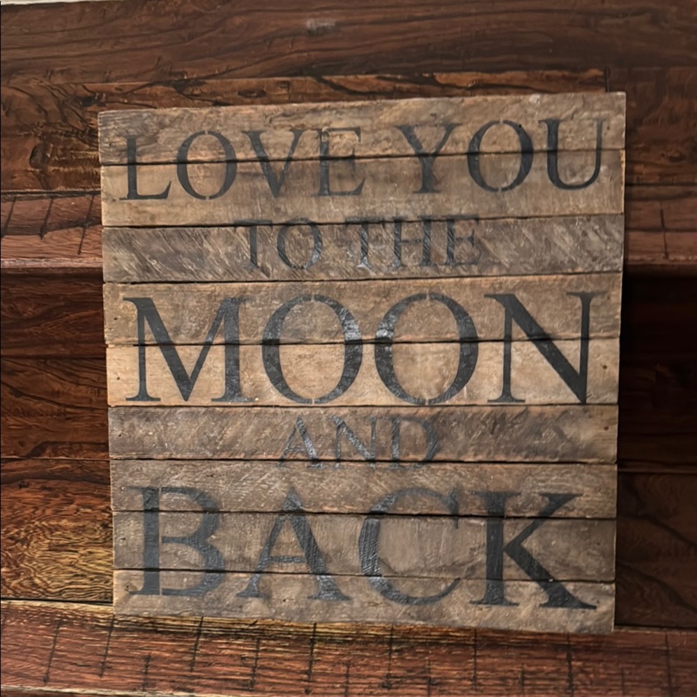 Francesca's Rustic Wooden Wall Love You To The Moon NWT
